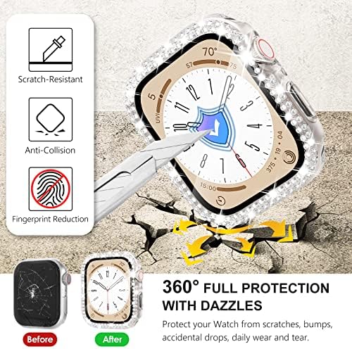 חפיסת וינגל 2 לסדרת כיסויי התפוח של Apple Watch SE 6 5 4 4 40 ממ מגן מסך, [2 ב ​​1] אטום למים IWatch Bling Biledond Face כיסוי לנשים קדמי